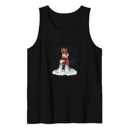Schnauzer Pet Red Winter Hat Scarf Christmas Cap Grey Miniature Schnauzer 42 Tank Tops