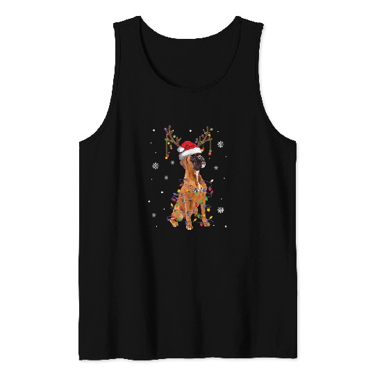 Boxer Pet Christmas Light Reindeer For Dog Lover 232 Tank Tops