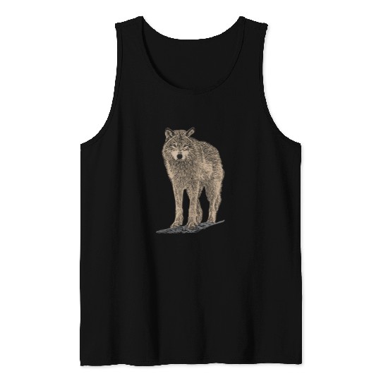 Coyote Mammal art print big cool imprint animal face motif whit moon 1 Tank Tops
