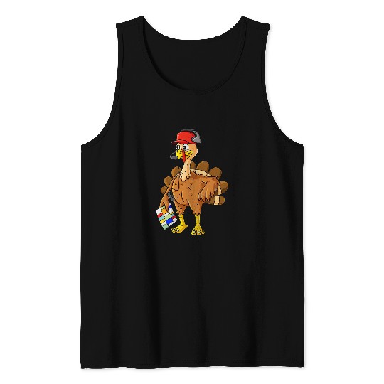 Sport American Football Thanksgiving Turkey Football Coachs Funny Boys Kids Teens Tank Tops