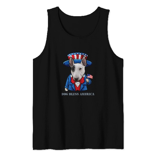 Bull Terrier Pet Funny 4th of July Bull Terrier Dog USA American Tank Tops