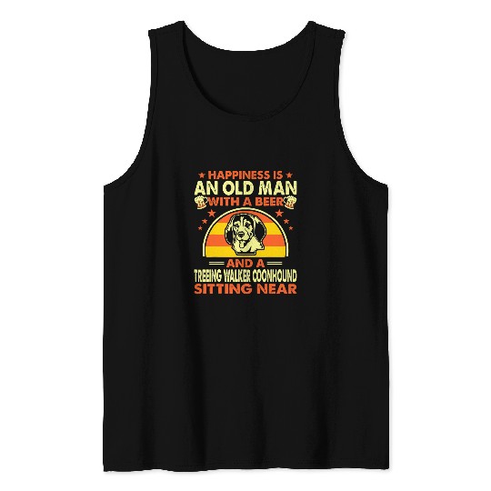 Coonhound Pet Mens Happiness Old Man Beer Treeing Walker Coonhound Near Tank Tops