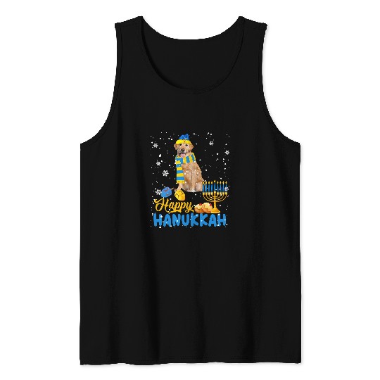 Golden Retriever Pet Happy Hanukkah Cute Jewish Proud Golden Retriever Menorah 194 Tank Tops