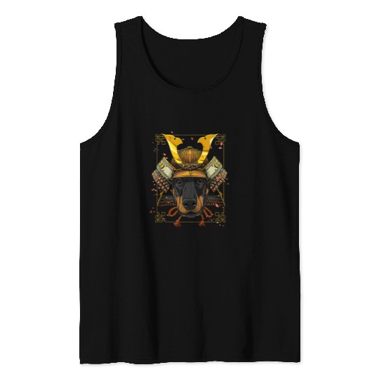 Doberman Pet Samurai Doberman Pinscher Dobie Dog Japanese Warrior Bushido Tank Tops