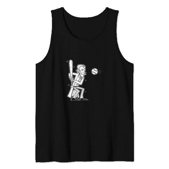 Sport Baseball Halloween Vampire Ready To Hit A Baseball Baseball Player Ha Tank Tops