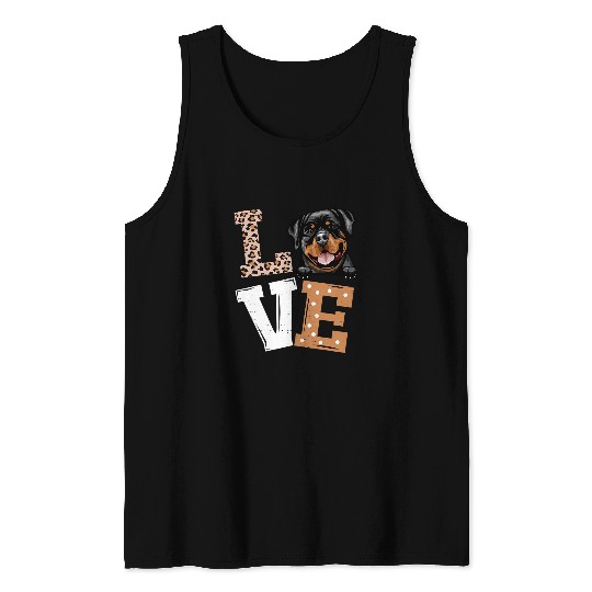Rottweiler Pet I Love My Rottweiler Funny Dog Lovers Leopard Print Tank Tops
