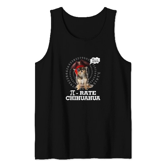 Chihuahua Pet Pirate Costume Pi Day Tank Tops