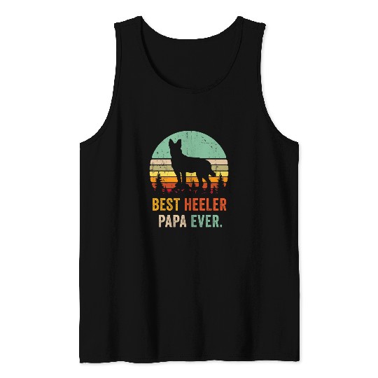 Australian Cattle Pet bests Papa Ever Gift Red Blue Heeler Australian Cattle Tank Tops