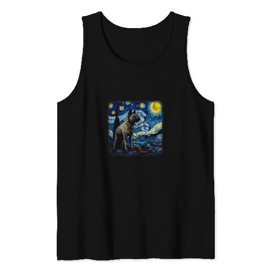 Elkhound Pet Dog in starry night van gogh Norwegian Tank Tops