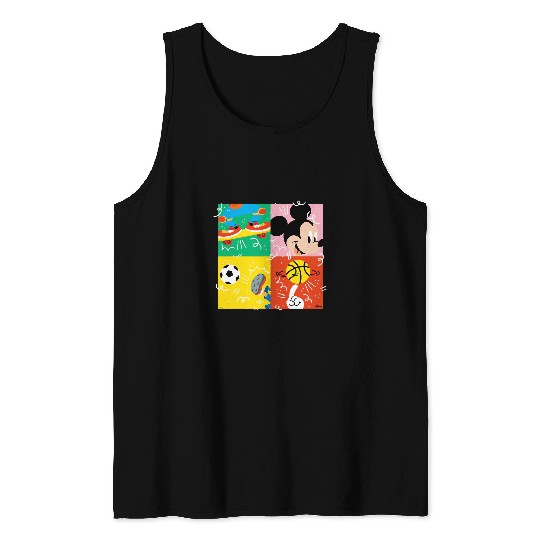 Sport Basketball Mickey Mouse Basketball Soccer Skateboard Sports Grid Tank Tops