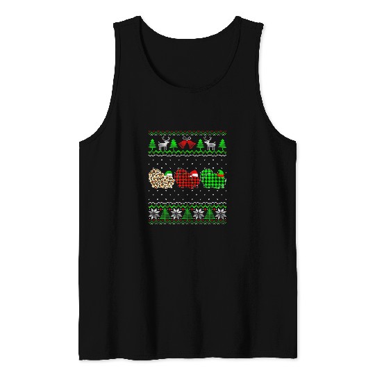 Chinchilla Mammal Christmas Chinchilla Lover Santa Elf Xmas Leopard Plaid Tank Tops