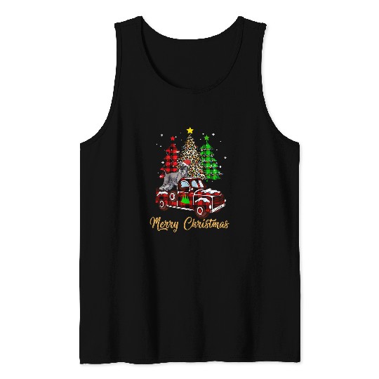 Schnauzer Pet Riding Red Truck xmass Merry Christmas 3 Tank Tops