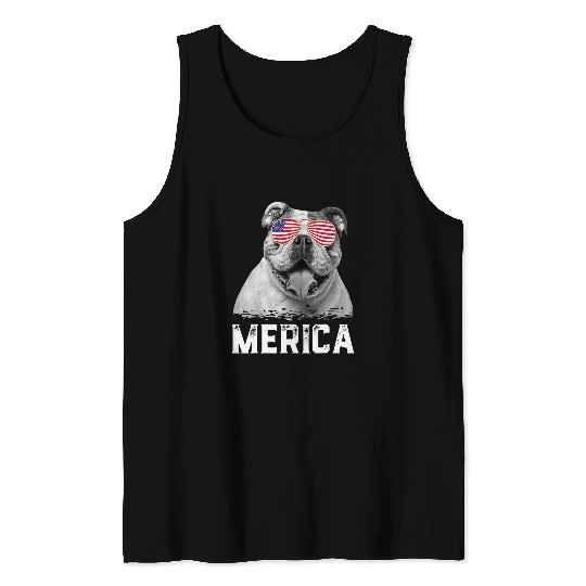 English Bulldog Pet Merica Funny Puppy Dog Lover American Flag 119 Tank Tops