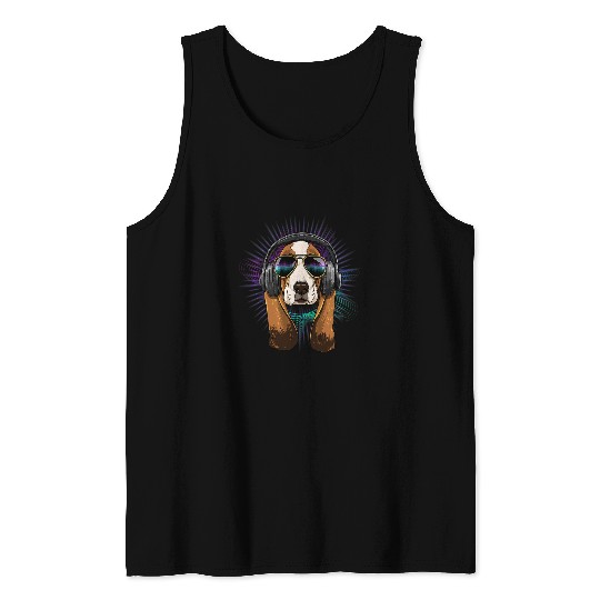 Basset Hound Pet EDM House Music DJ Basset Hound Dog Music Lover Music Artist Tank Tops