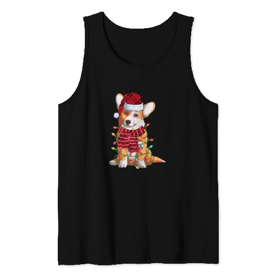 Corgi Pet Dog Santa Hat Corgi Christmas Pajamas xmass PJ Men Women 289 Tank Tops