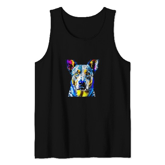 Australian Cattle Pet Dog Pop Art I Dog Lover I Blue Heeler Tank Tops