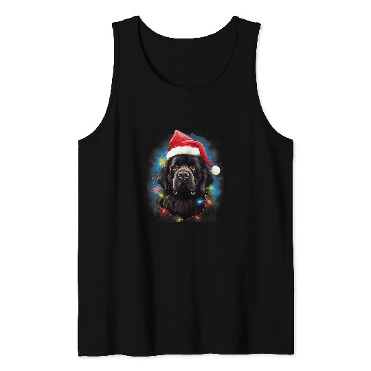 Newfoundland Pet xmass Newfoundland Dog Tangled Christmas Lights 3 Tank Tops