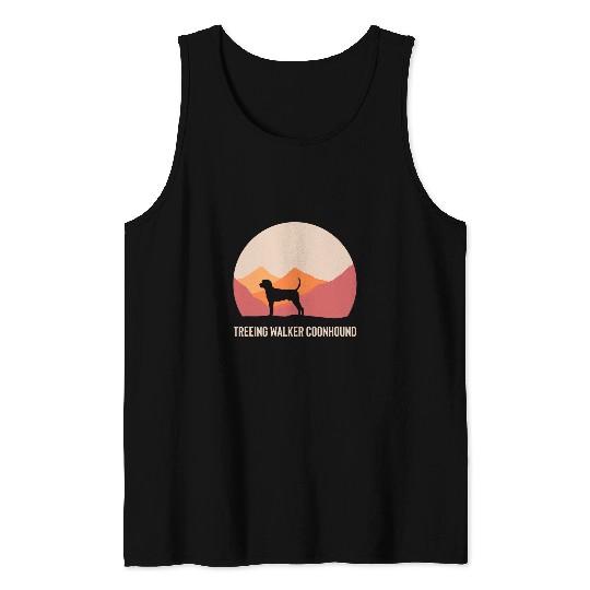 Coonhound Pet Treeing Walker Coonhound Cute Silhouette Tank Tops