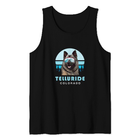 Elkhound Pet Ski Telluride Colorado Tank Tops