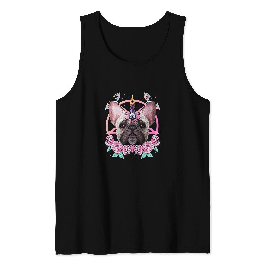French Bulldog Pet Frenchie Dog Pastel Goth French Bulldog Pagan Dog Creepy Menhera Tank Tops