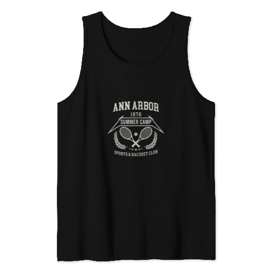 Sport Tennis Retro 70s Tennis Summer Camp Ann Arbor Michigan Mens Tank Tops