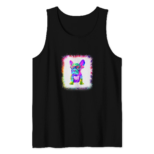 French Bulldog Pet Dad Mom Boy Girl Tie Dye Bleached 0 Tank Tops
