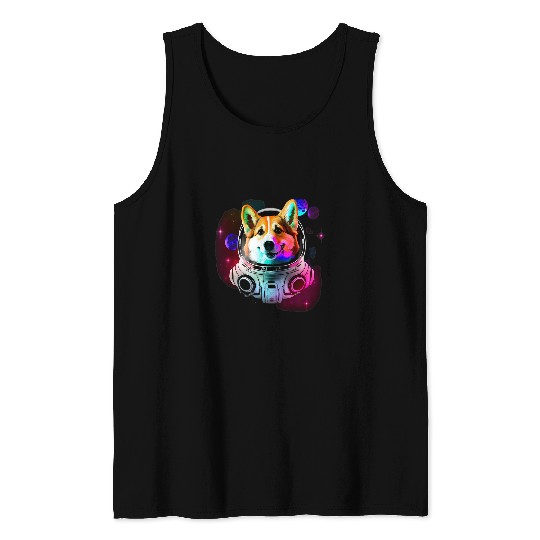 Corgi Pet Astronauts Corgi Astronaut Dog in Outer Space Funny Cosmic Explorer Tank Tops