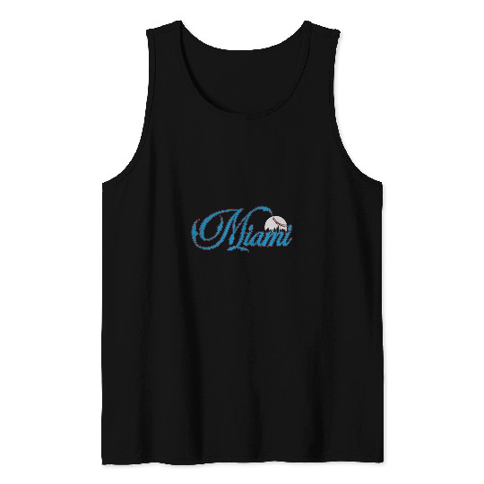 Sport Baseball Retro Miami Baseball Skyline Miami Florida Cityscape Tank Tops