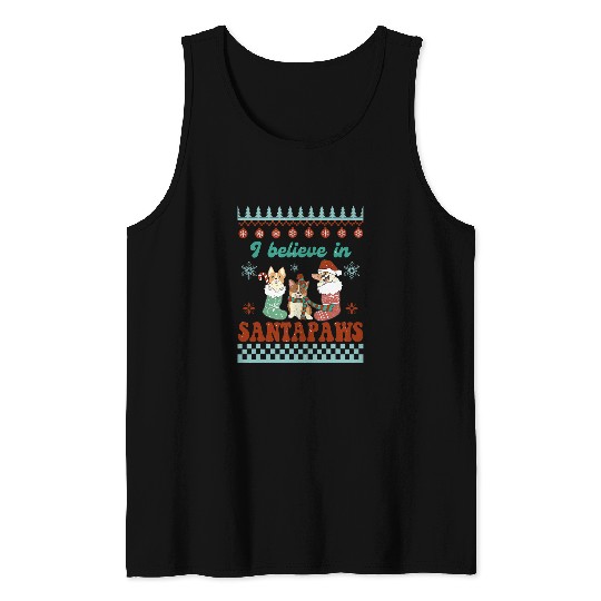 Pitbull Pet Bully Believe in Santa paws Pitbull Dog Lover Matching Santa Tank Tops