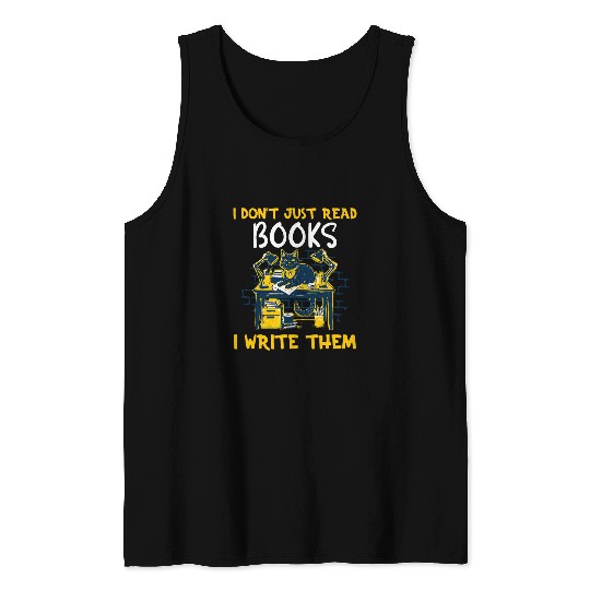 Book Author Reading Book And Writing Book Plot Writer Tank Tops