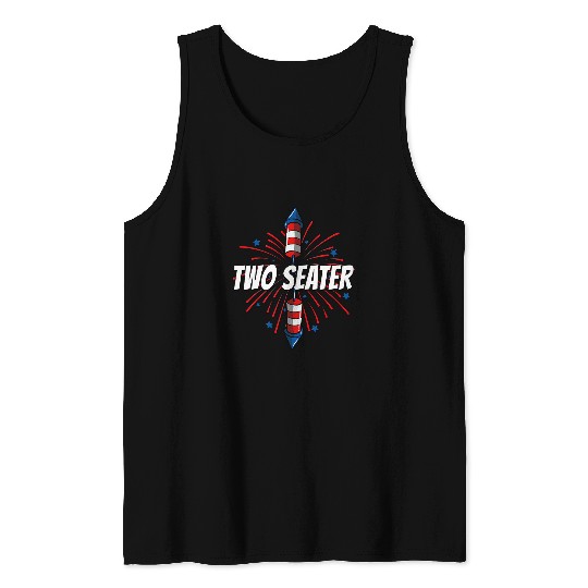 4th of July Fireworks USA Flag American Patriotic Two Seater Tank Tops