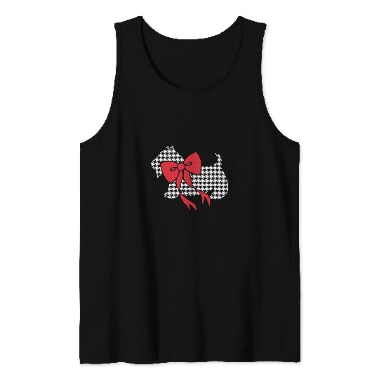 Scottish Terrier Pet Christmas Houndstooth Tank Tops