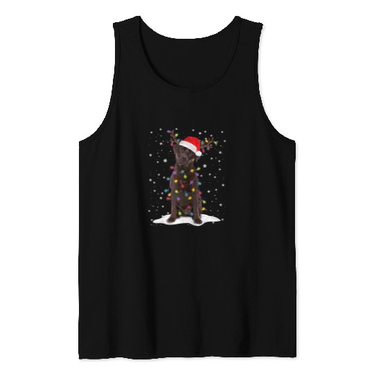 Labrador Pet Chocolate Lab Labrador christmas Tree Light Pajama Dog Xmas Tank Tops