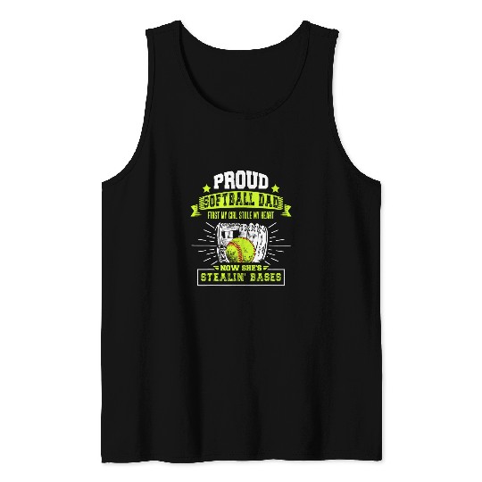 Sport Softball Mens Proud Softball Dad with Daughter Softball Father 2 Tank Tops