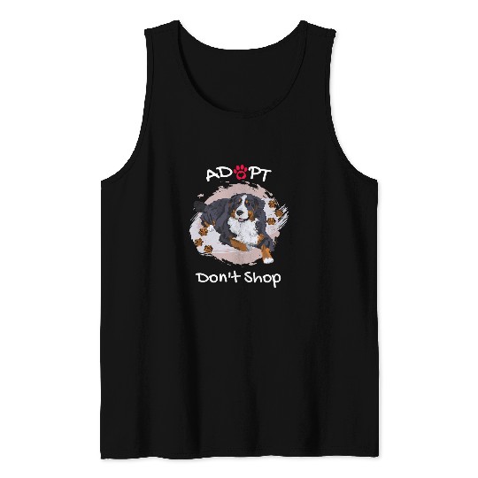 Cute Saint Bernard Dog Adopt Dont Shop Puppy Paws Art 1 Tank Tops