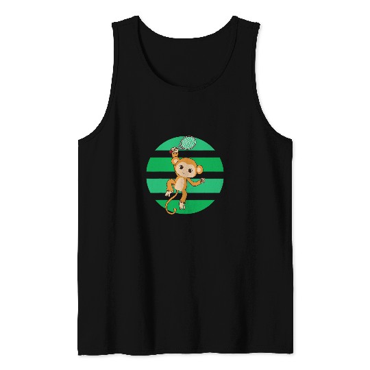 Sport Tennis Monkey Playing Tennis Sports Design Ape Tank Tops