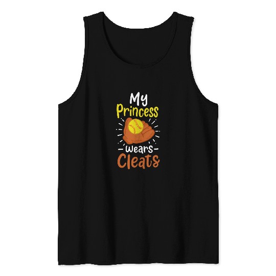 Sport Softball Dad Mom Mother Father Daughter Softball Player Tank Tops