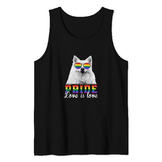 Eskimo Pet Funny LGBT Pride Love Is Love American Eskimo Tank Tops