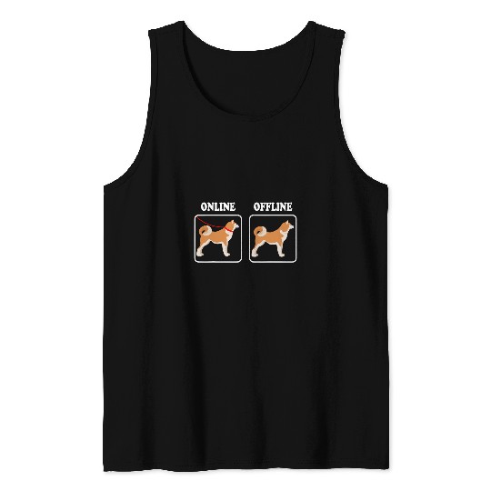 Akita Pet Inu Ken Japanese Online Offline Leashed Dog Tank Tops