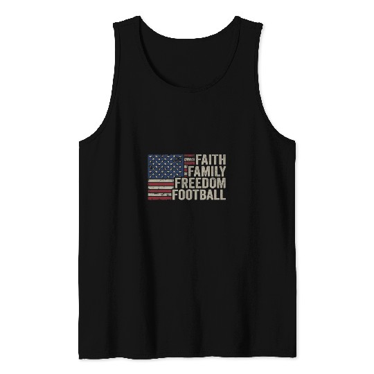 Sport American Football Faith Family Freedom Football Vintage American Flag Player Tank Tops