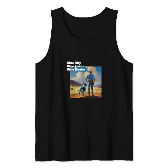 Heeler Pet Cattle Dog Blue Sky Blue Jeans Blue Heeler Tank Tops