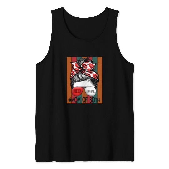 Sport American Football Cheer Football Cheerleading Mom Of Both Messy Hair Bun 73 Tank Tops