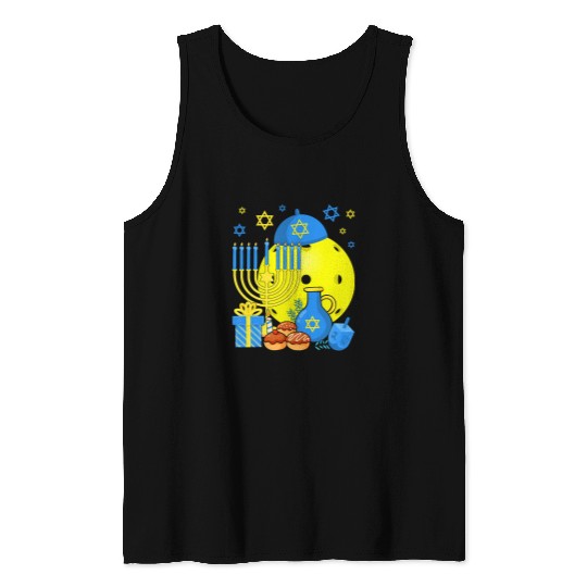 Sport Pickleball Funny Jewish Pickleball Ball Menorah Happy Hanukkah Chanukah526 Tank Tops