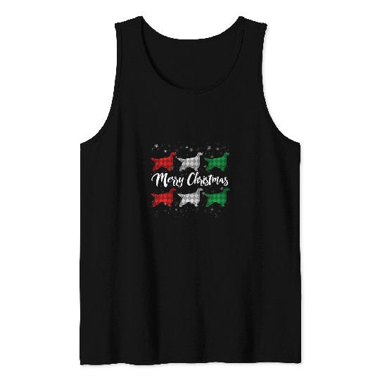 Gordon Setter Pet Merry Christmas Argyle Tank Tops