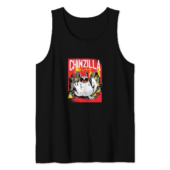 Chinchilla Mammal Japanese Retro Chinzilla Chinchilla Kaiju Tank Tops
