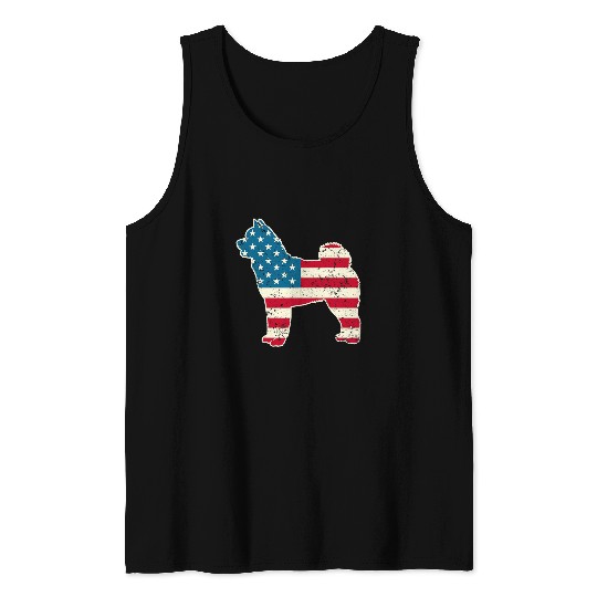 Akita Pet Inu 4th of July Men Women USA American Flag Dog Lover Dog Tank Tops