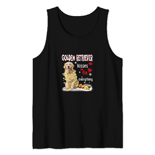 Golden Retriever Pet Kisses Fix Everything Christmas Light 217 Tank Tops