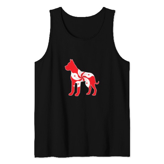 Boxer Pet Silhouette Flag of Hong Kong Tank Tops