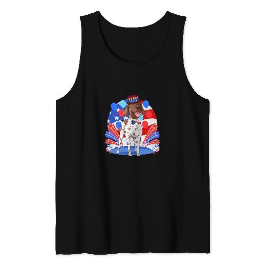 German Shorthaired Pet 4th of July American Flag Tank Tops