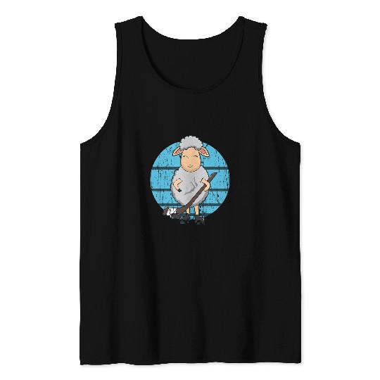 Sport Hockey Sheep Lover Lamb Playing Ice Hockey Sheep Nature Wildlife Tank Tops